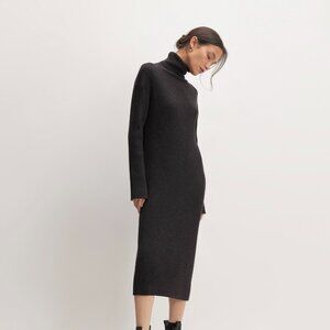 Everlane The Cotton-Merino Turtleneck Dress Grey Base - Size L